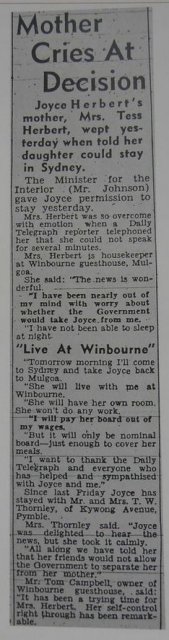 Joyce Herbert's (Dukes) mother cries at court decision, 1948
